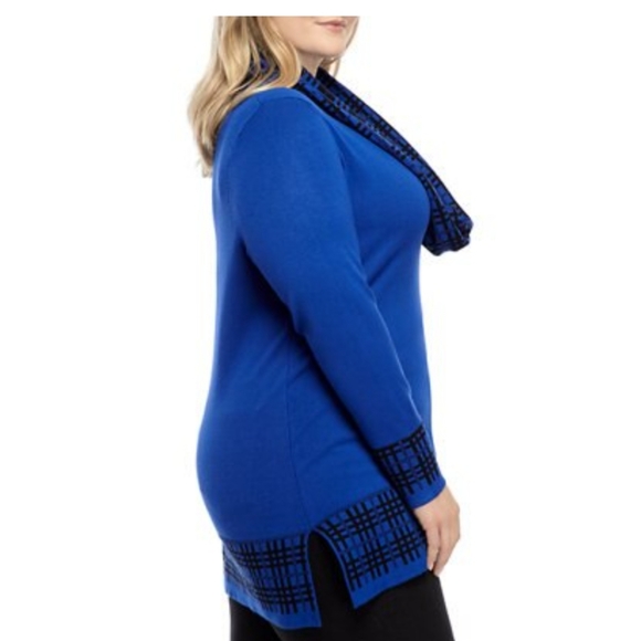 Plus Size Long Sleeve Infinity Scarf Sweater - Picture 3 of 6